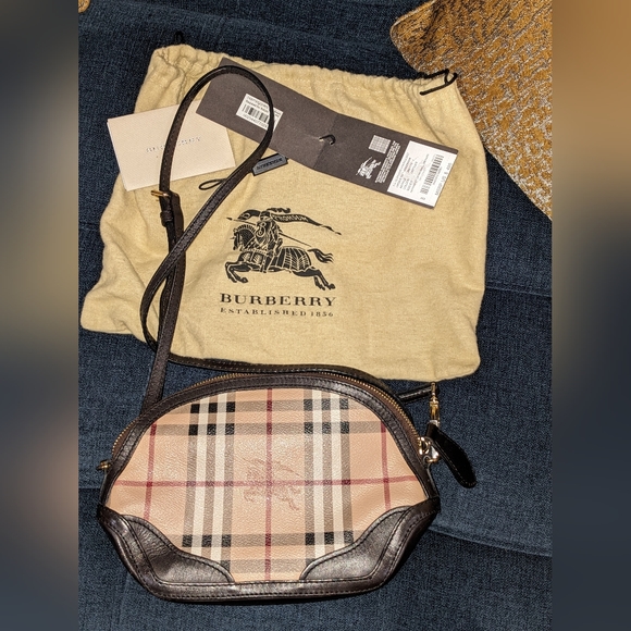 Burberry Handbags - BURBERRY Haymarket Check Mini Orchard Crossbody Chocolate